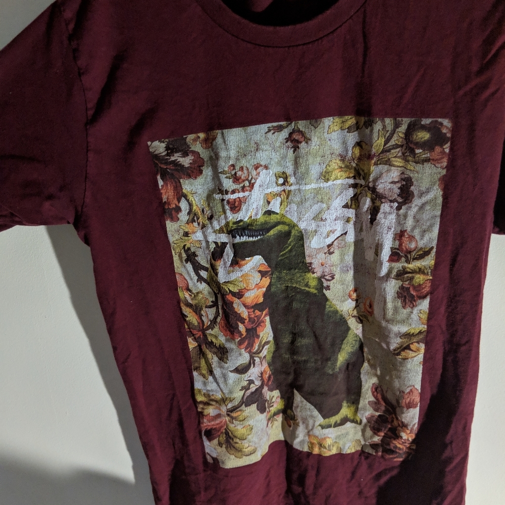 Burgandy Stussy Dino shirt